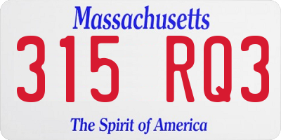 MA license plate 315RQ3