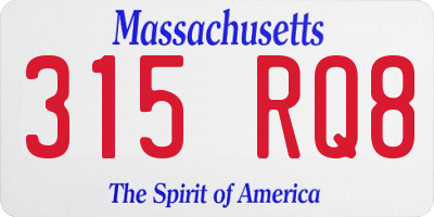 MA license plate 315RQ8