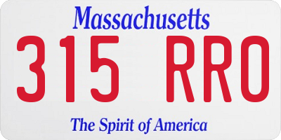 MA license plate 315RR0