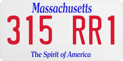 MA license plate 315RR1