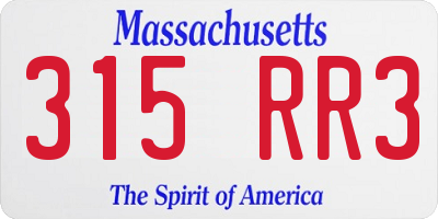 MA license plate 315RR3