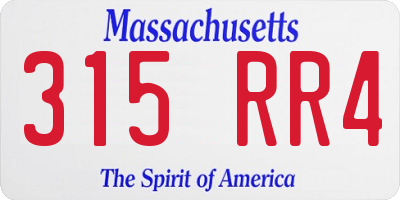 MA license plate 315RR4