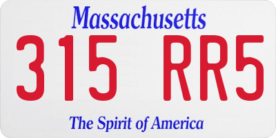 MA license plate 315RR5
