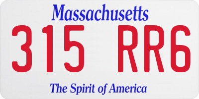 MA license plate 315RR6