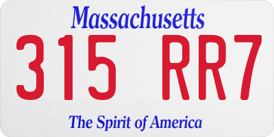 MA license plate 315RR7
