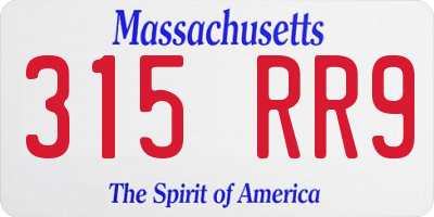 MA license plate 315RR9
