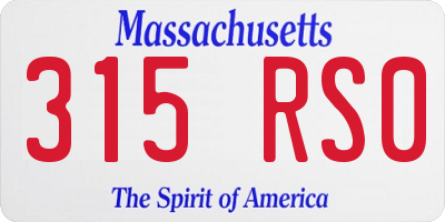 MA license plate 315RS0