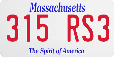 MA license plate 315RS3