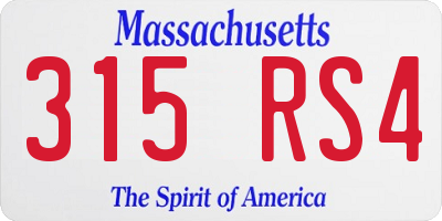 MA license plate 315RS4