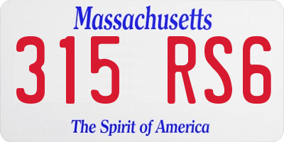 MA license plate 315RS6