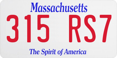 MA license plate 315RS7