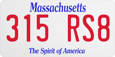 MA license plate 315RS8