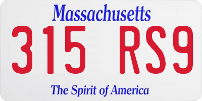 MA license plate 315RS9