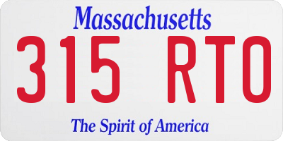 MA license plate 315RT0