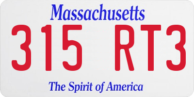 MA license plate 315RT3