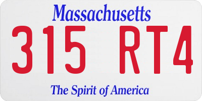 MA license plate 315RT4