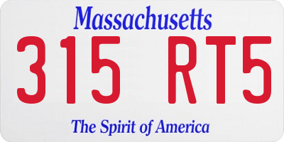 MA license plate 315RT5