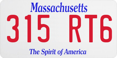 MA license plate 315RT6