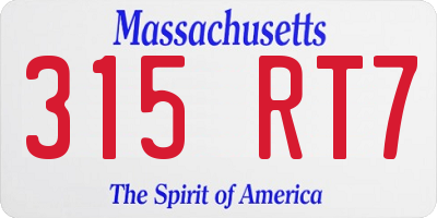 MA license plate 315RT7