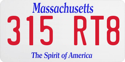 MA license plate 315RT8