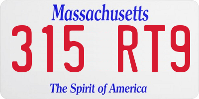 MA license plate 315RT9