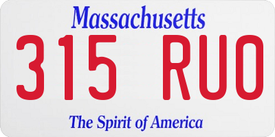 MA license plate 315RU0