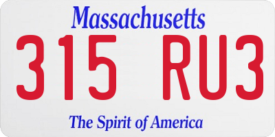 MA license plate 315RU3