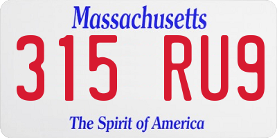 MA license plate 315RU9