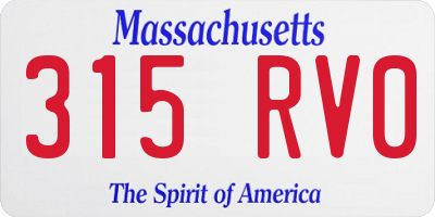 MA license plate 315RV0
