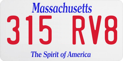MA license plate 315RV8