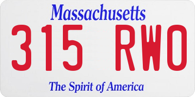 MA license plate 315RW0