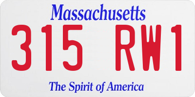 MA license plate 315RW1