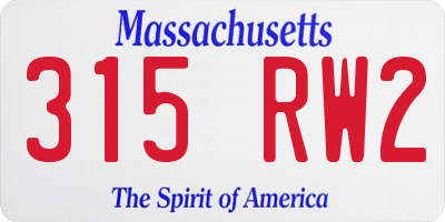 MA license plate 315RW2