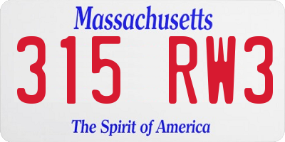 MA license plate 315RW3