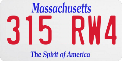 MA license plate 315RW4