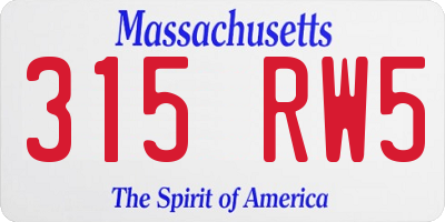 MA license plate 315RW5