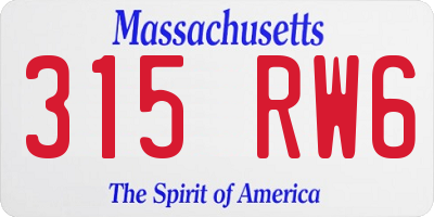 MA license plate 315RW6