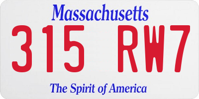 MA license plate 315RW7