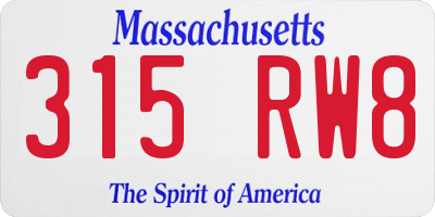MA license plate 315RW8