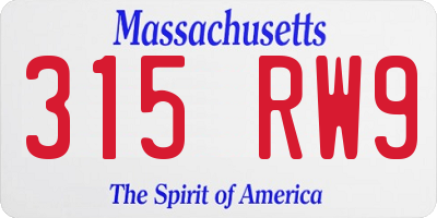 MA license plate 315RW9