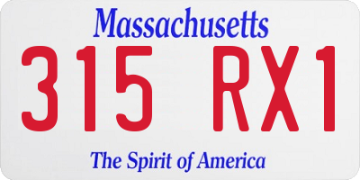 MA license plate 315RX1