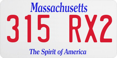 MA license plate 315RX2