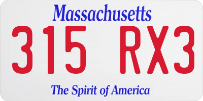 MA license plate 315RX3