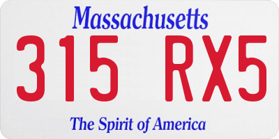 MA license plate 315RX5