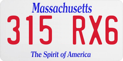 MA license plate 315RX6