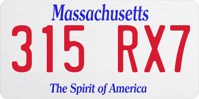 MA license plate 315RX7