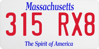 MA license plate 315RX8