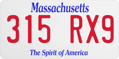 MA license plate 315RX9