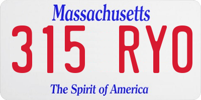 MA license plate 315RY0