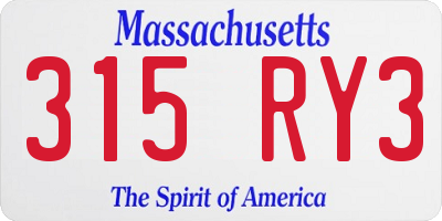 MA license plate 315RY3